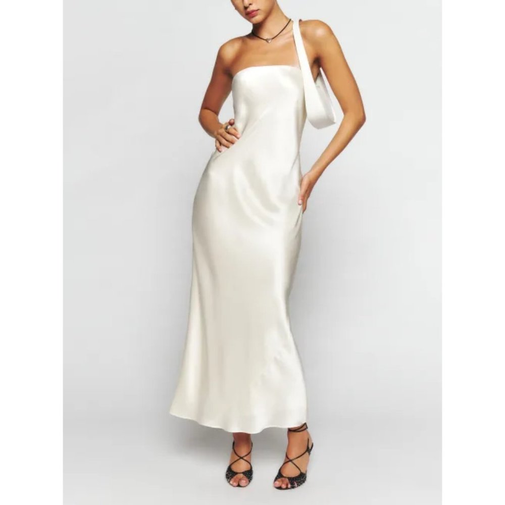 🤍NWOT Reformation Joana Silk Dress Fior Di Latte White Ivory Sleeveless Maxi🤍